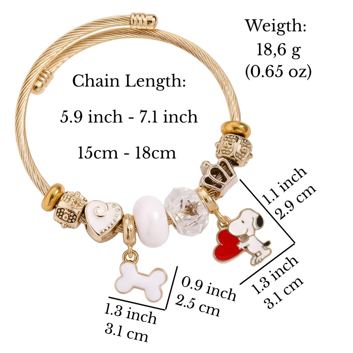 Snoopy Heartbeat Charm Bracelet